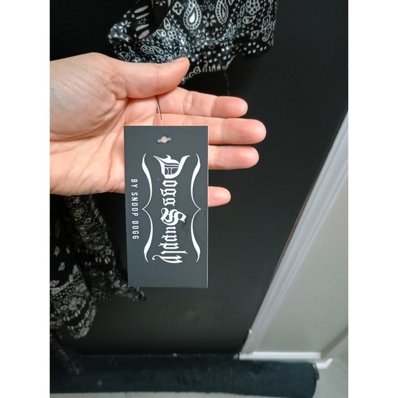 Dogg Supply By Snoop Dogg Robe Mens M Hooded Tie Pockets Black White Bandana - Picture 3 of 6